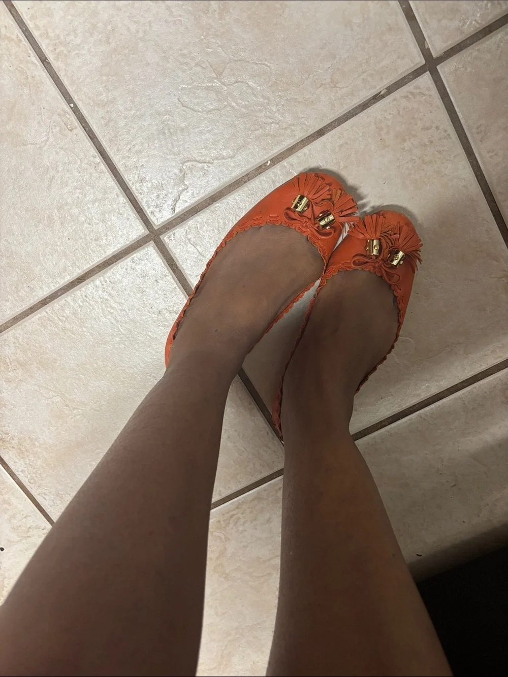 Tory Burch Reese Flat Equestrian Orange 8.5m
